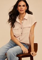 Utility Button Down Shirt, OATMEAL HEATHER, small