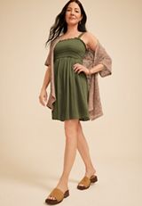 Bare Strap Ruffle Trim Dress Mini Dress, C3157, small