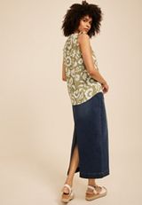 Floral V Neck Ruffle Sleeve Tank Top, C9017, small