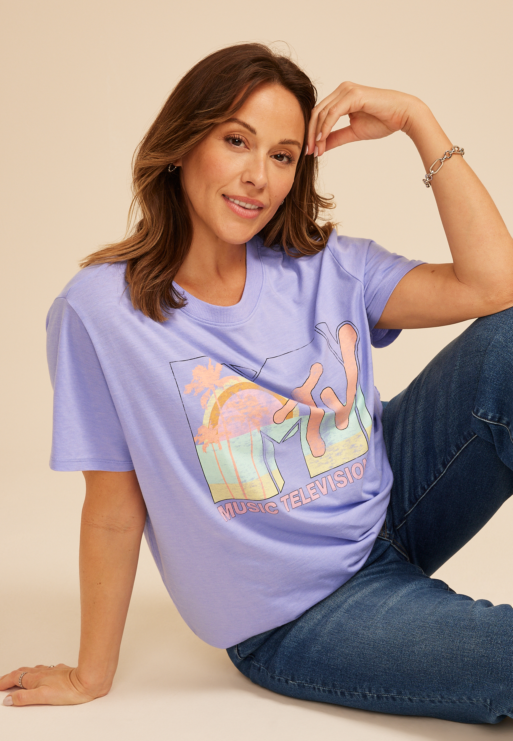 Plus Size MTV Oversized Fit Graphic Tee, C9804, large