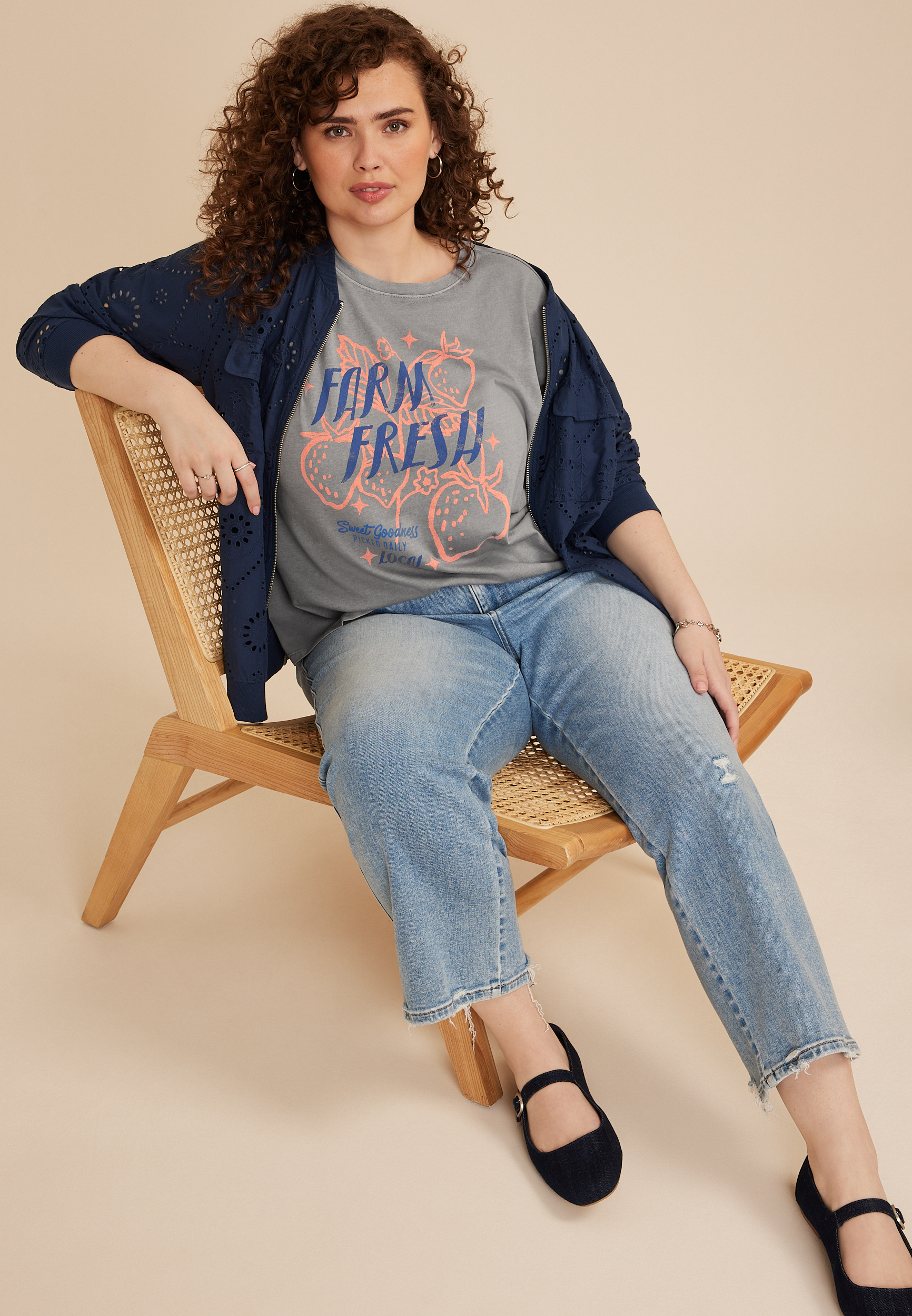 Plus Size Farm Fresh Strawberry Classic Fit Graphic Tee, C4656, large