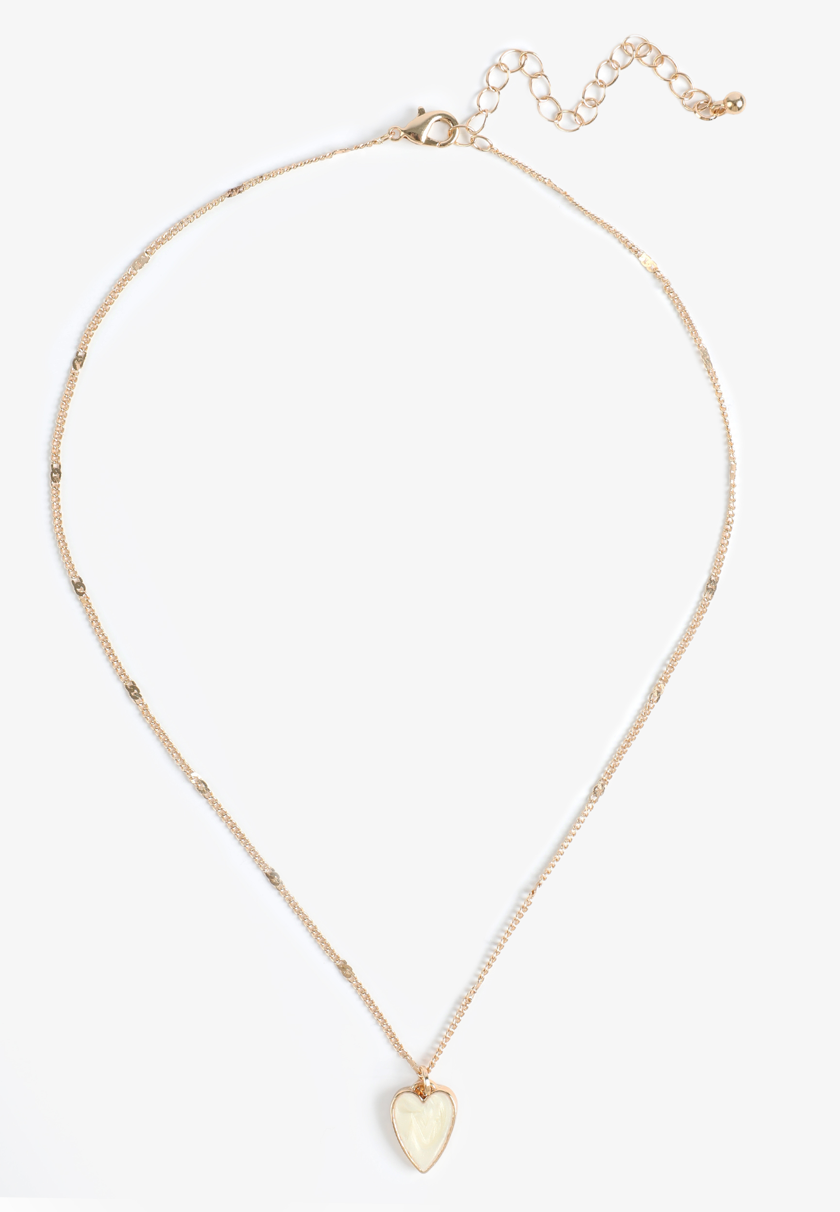 Danity Faux Pearl Heart Pendant Necklace, C605, large
