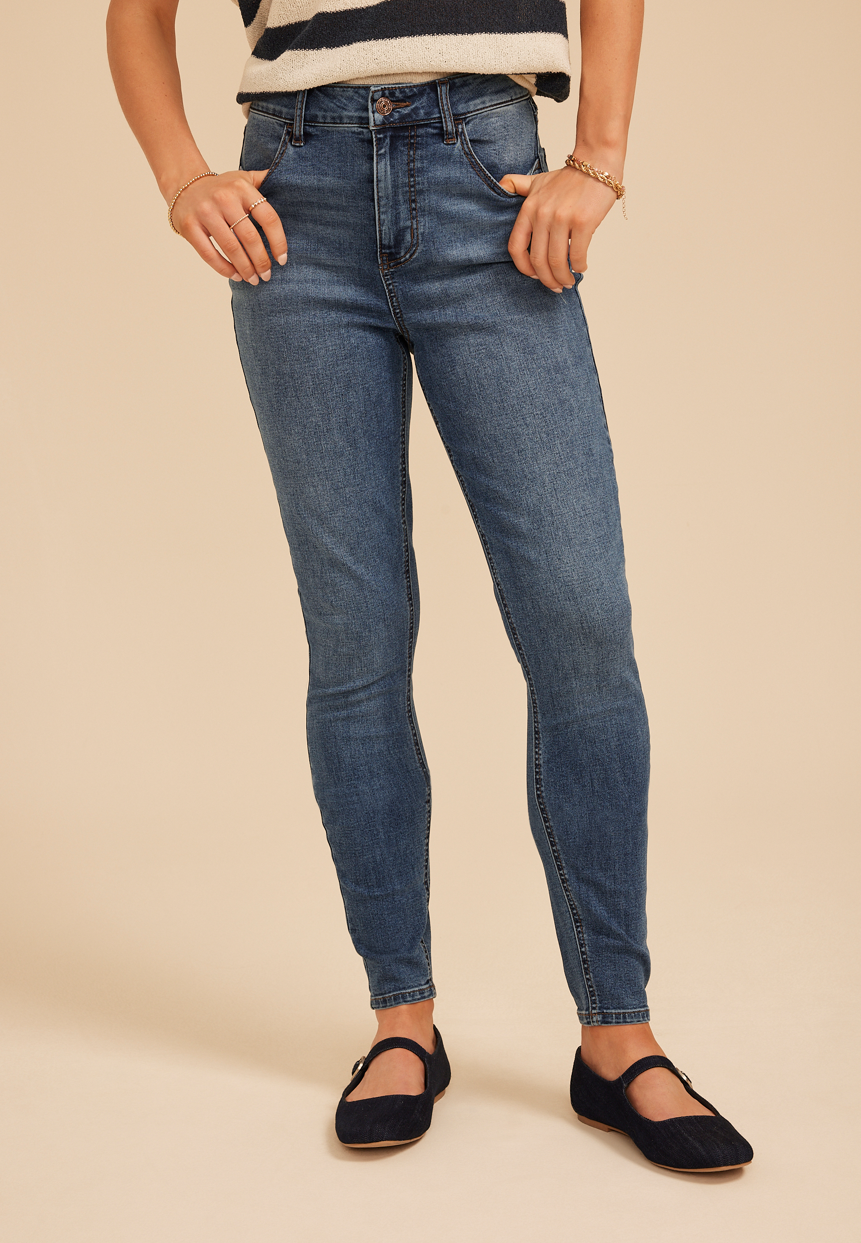 m jeans by maurices&trade; Super High Rise Double Button Jegging