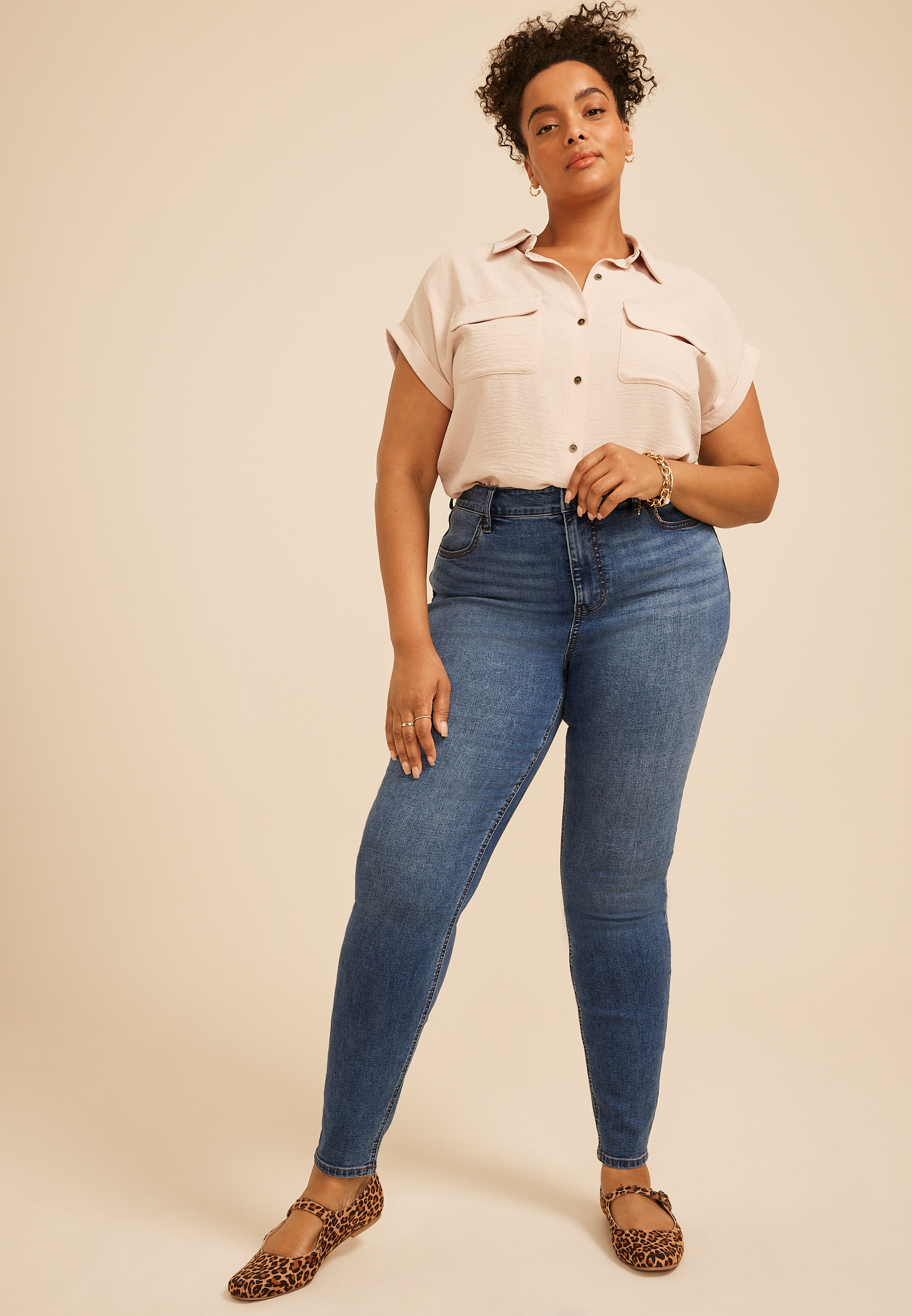 Plus Size m jeans by maurices&trade; Super High Rise Double Button Jegging