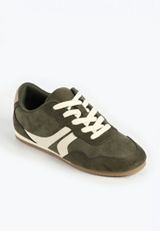 SuperCush Olive Retro Stripe Lace Up Sneaker, C7657, small