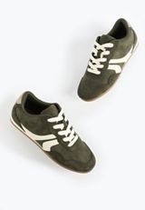 SuperCush Olive Retro Stripe Lace Up Sneaker, C7657, small