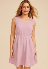 Bare Crochet Trim Tie Back Mini Dress, C7589, small