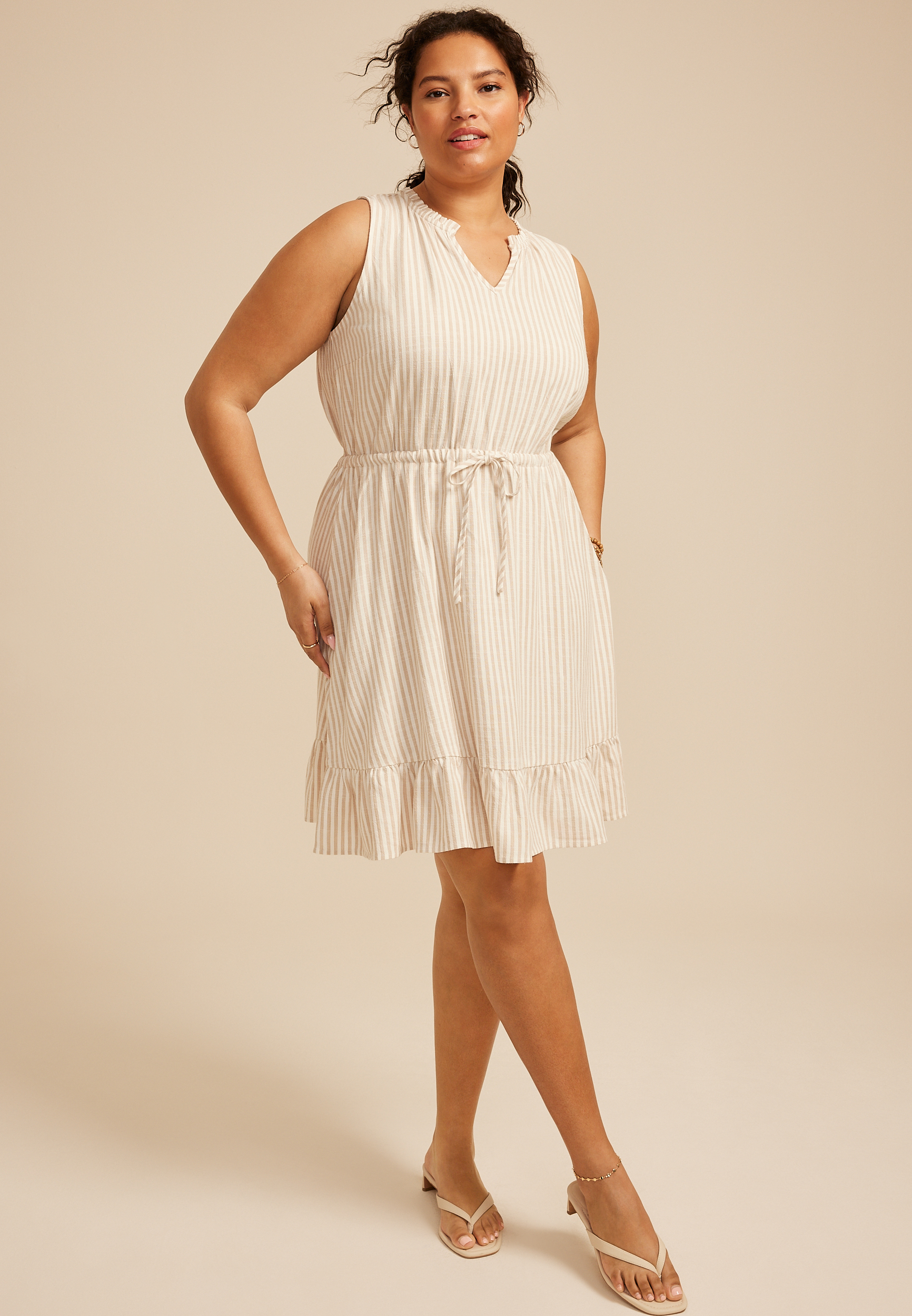 Plus Size Bare Notch Neck Mini Dress