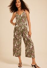 Bare Tropical Print Wide Leg Jumpsuit, C7722, small