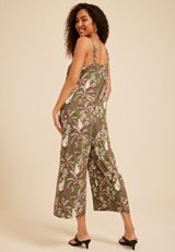 Bare Tropical Print Wide Leg Jumpsuit, C7722, small