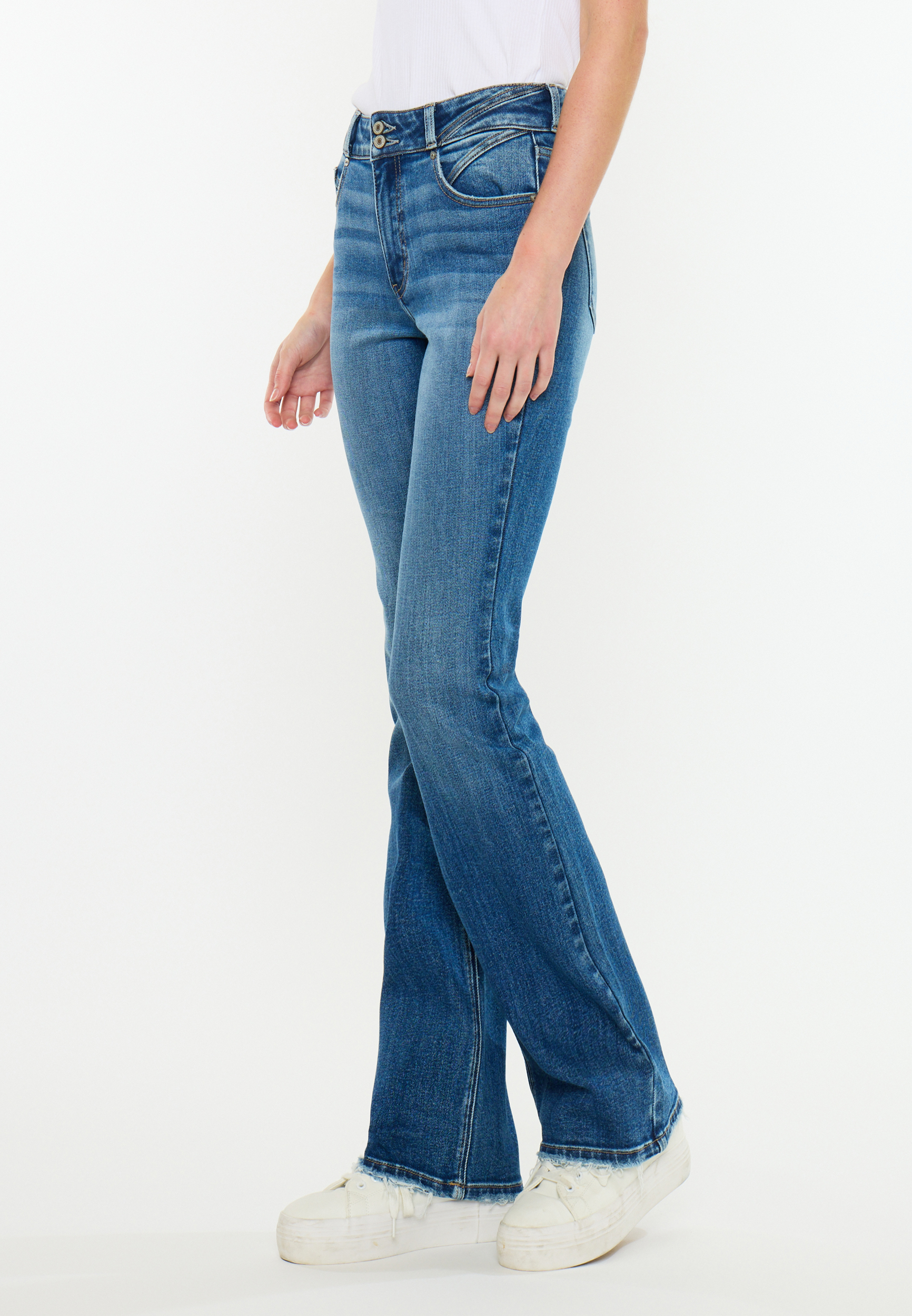 KanCan&trade; High Rise Double Button Pieced Waist Bootcut Jean, C3337, large