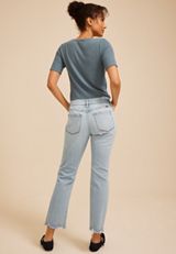 KanCan&trade; Mid Rise Fray Waist Ripped Hem Straight Jean, C2806, small
