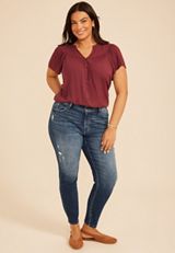 Plus Size KanCan&trade; Curvy High Rise Double Button Skinny Jean, C258, small
