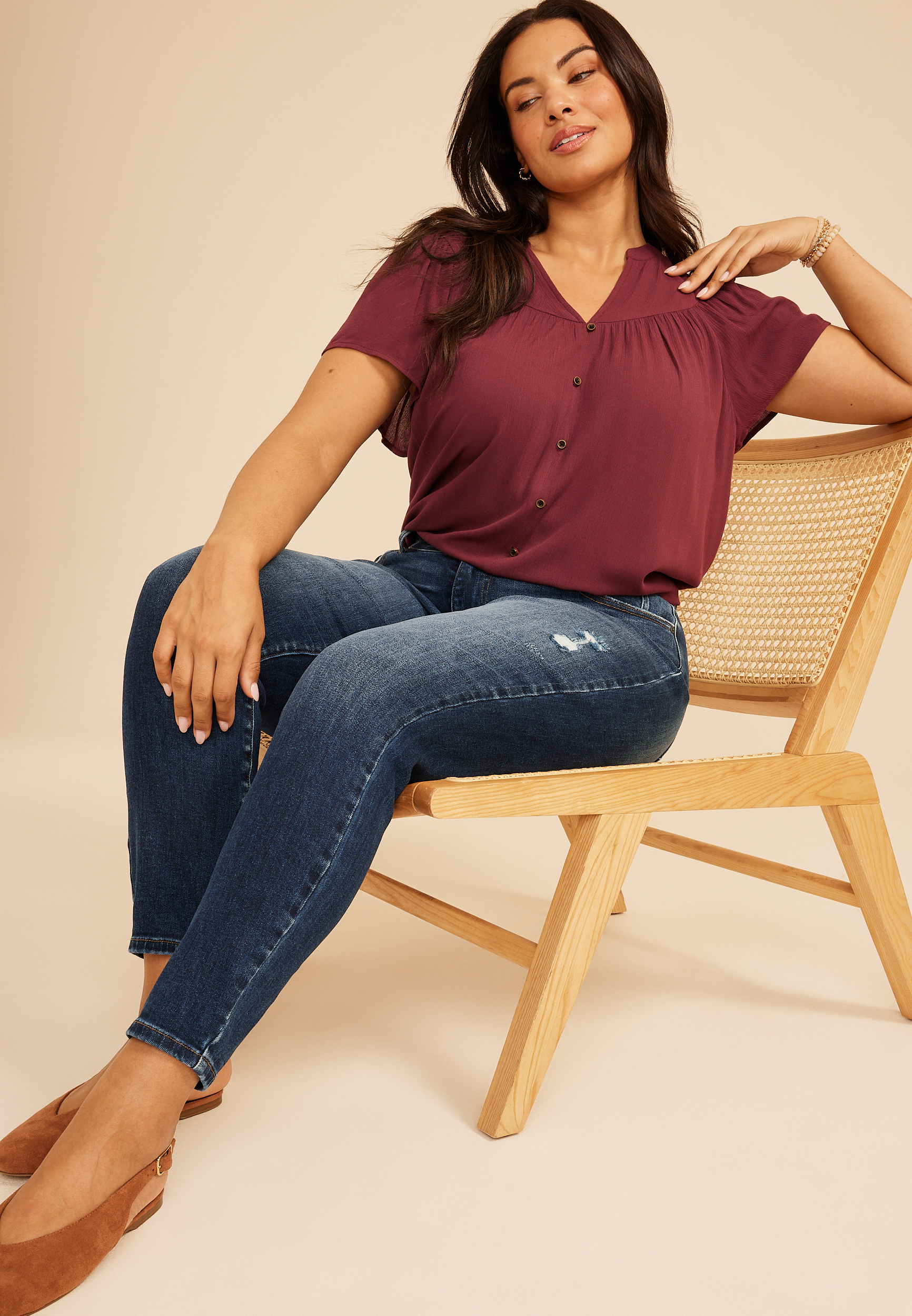 Plus Size KanCan&trade; Curvy High Rise Double Button Skinny Jean, C258, large