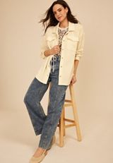 Open Knit Button Front Shacket, C183, small