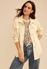 Open Knit Button Front Shacket, C183, small