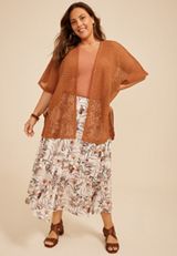 Crochet Open Front Kimono, C6576, small