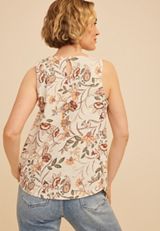 Floral Crochet Yoke Tank Top, C5487, small