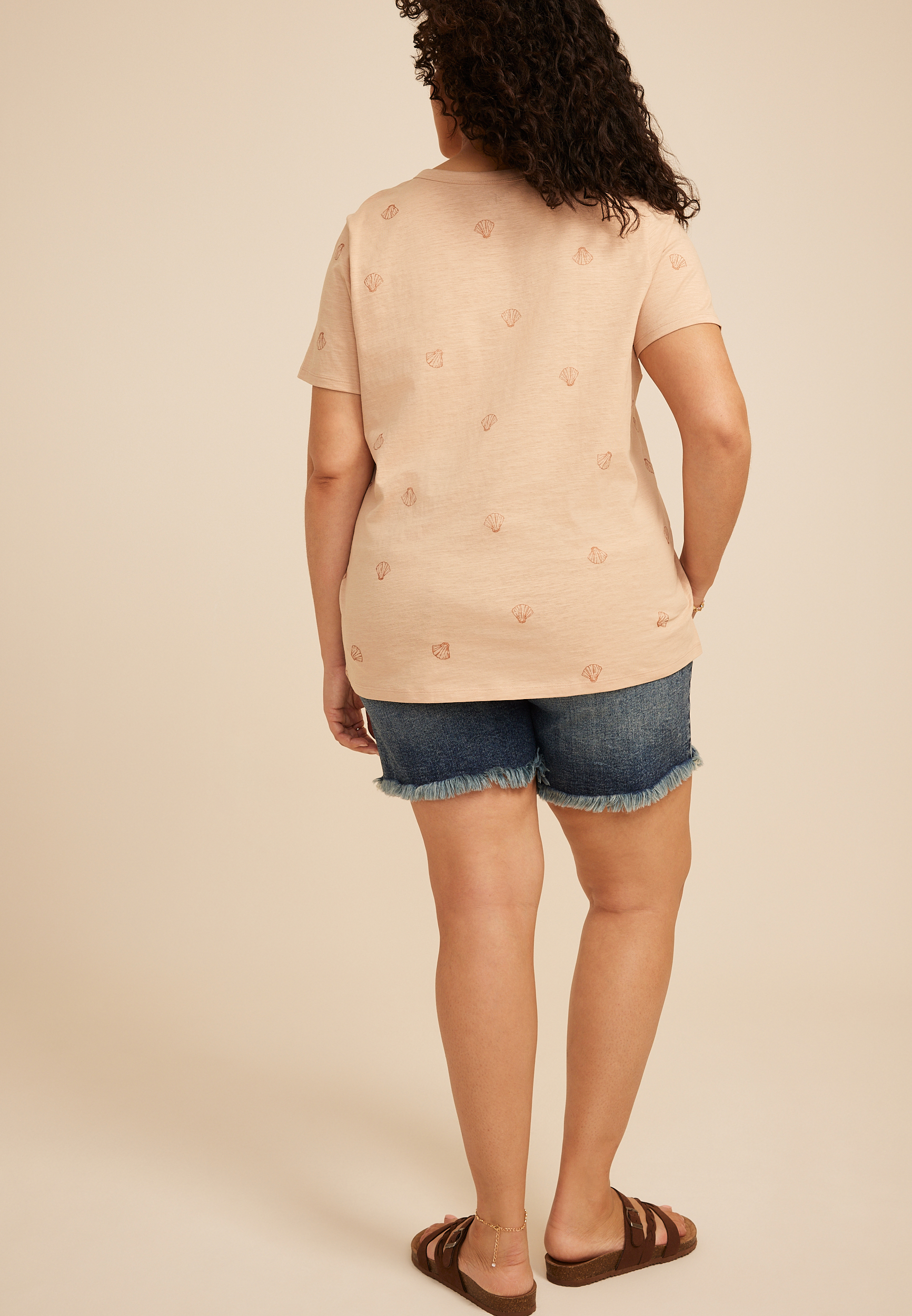 Plus Size 24/7 Dawson Shell Print Crew Neck Tee, C8582, large