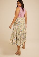Plus Size Floral Tiered Maxi Skirt, C8712, small