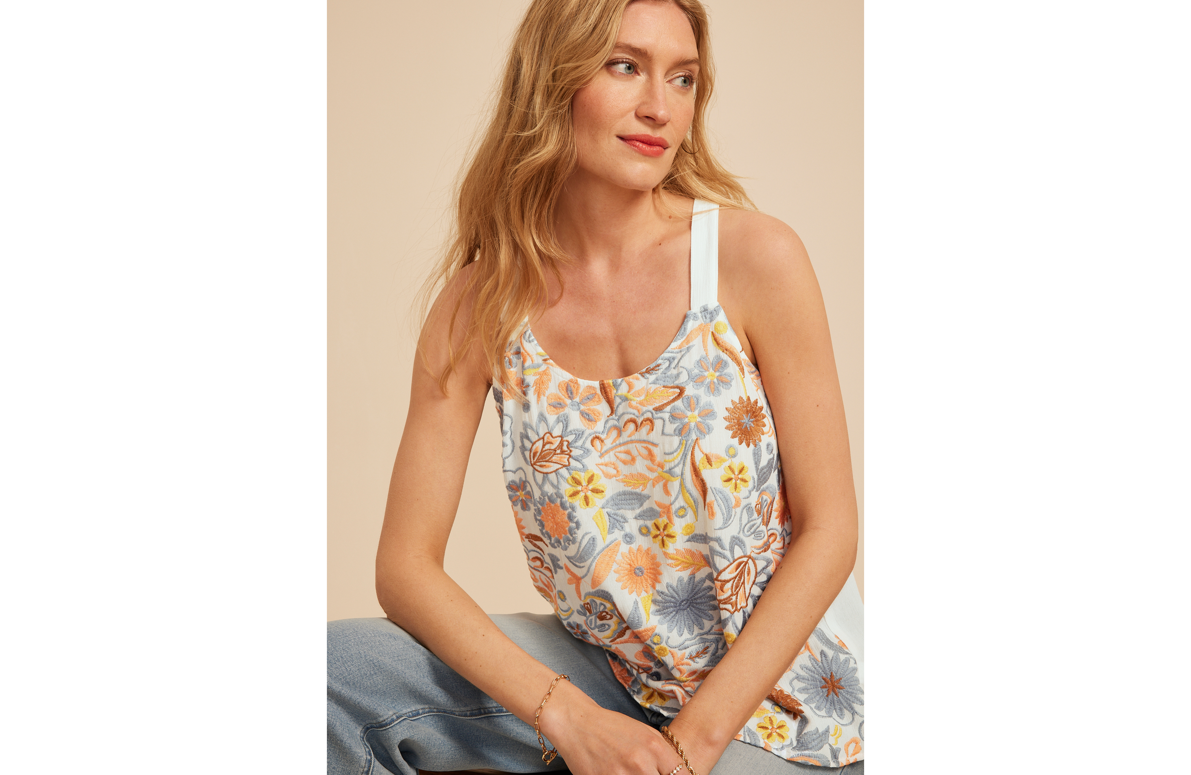 Floral Embroidered Tank Top
