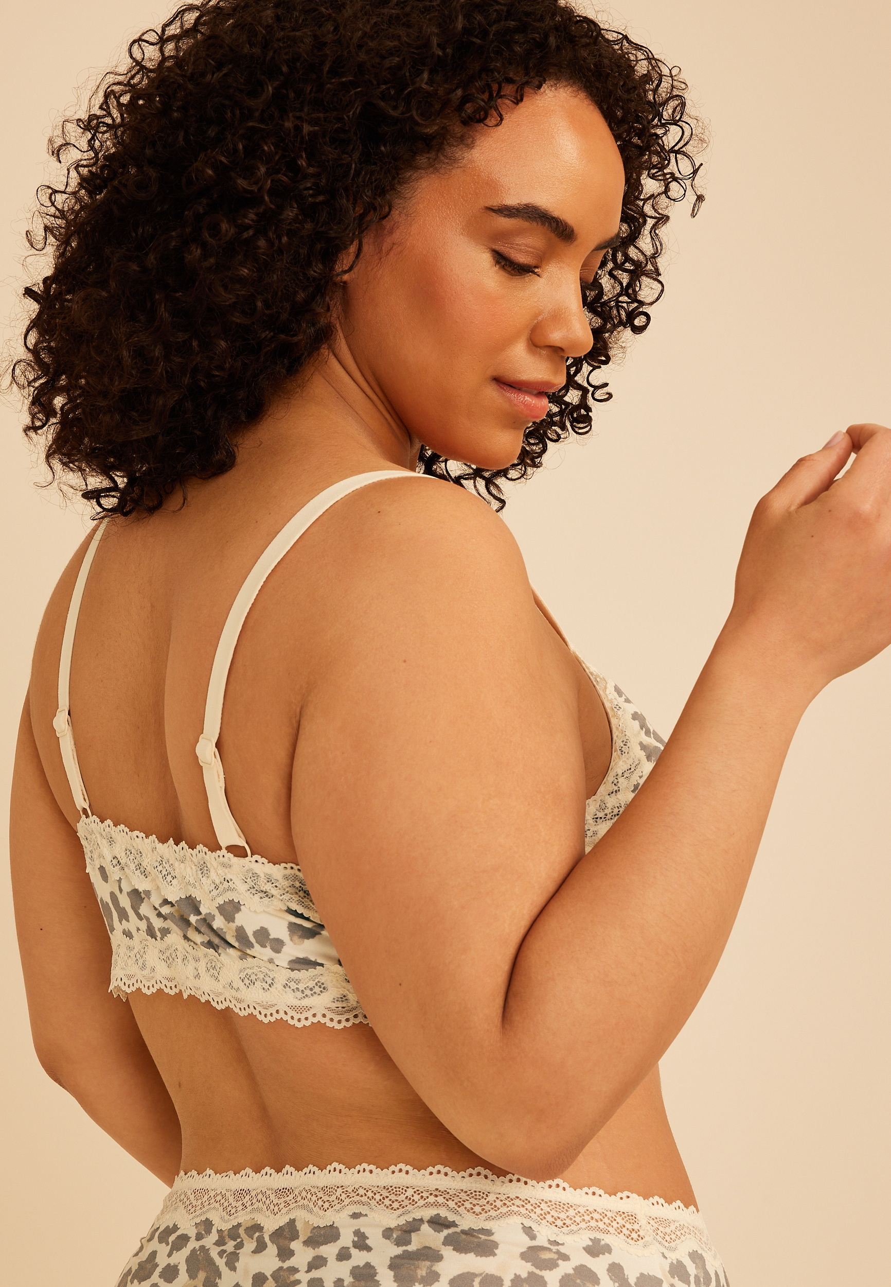Simply Comfy Leopard V Neck Bralette, C5487, large