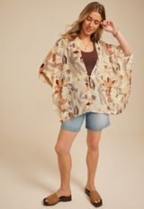 Metallic Floral Tie Front Kimono, C1757, small