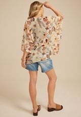 Metallic Floral Tie Front Kimono, C1757, small