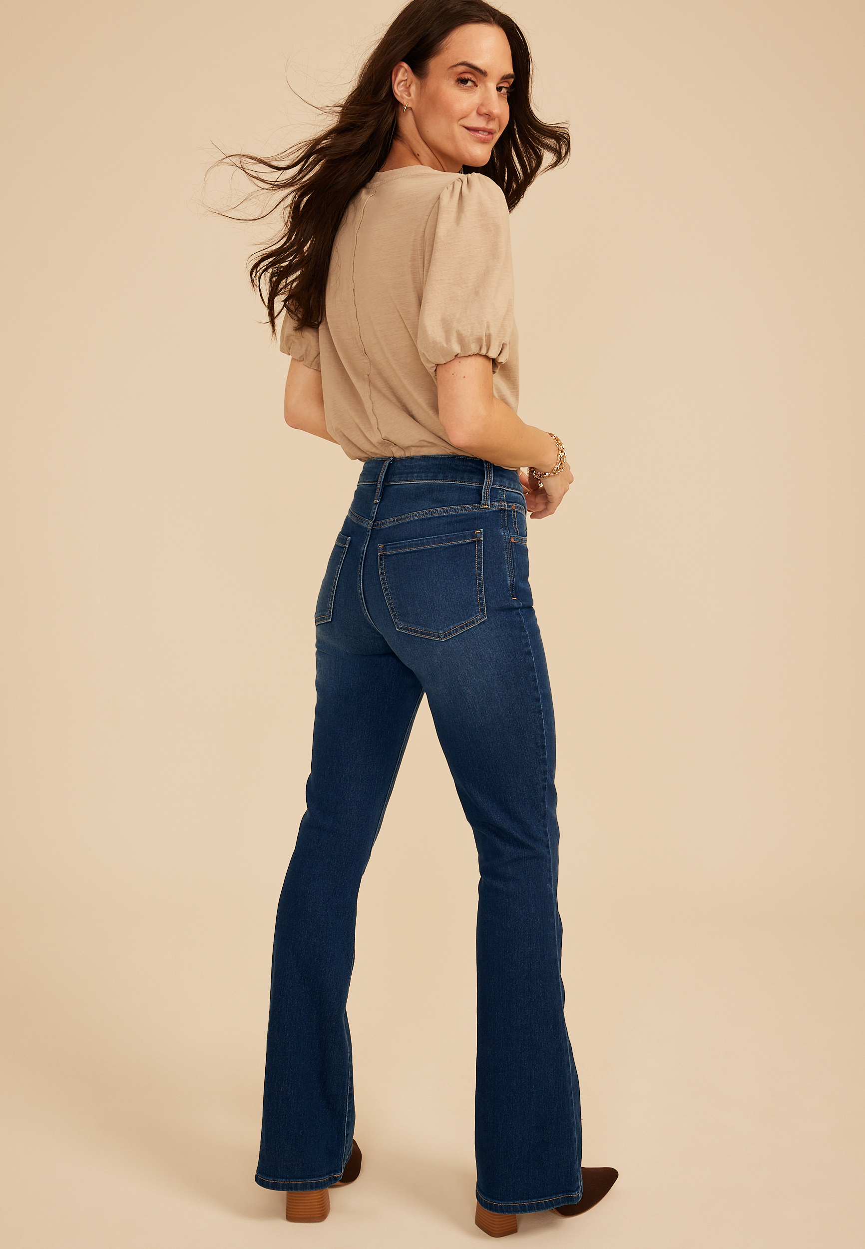 Everflex&trade; Dark High Rise Flare Jean, C258, large