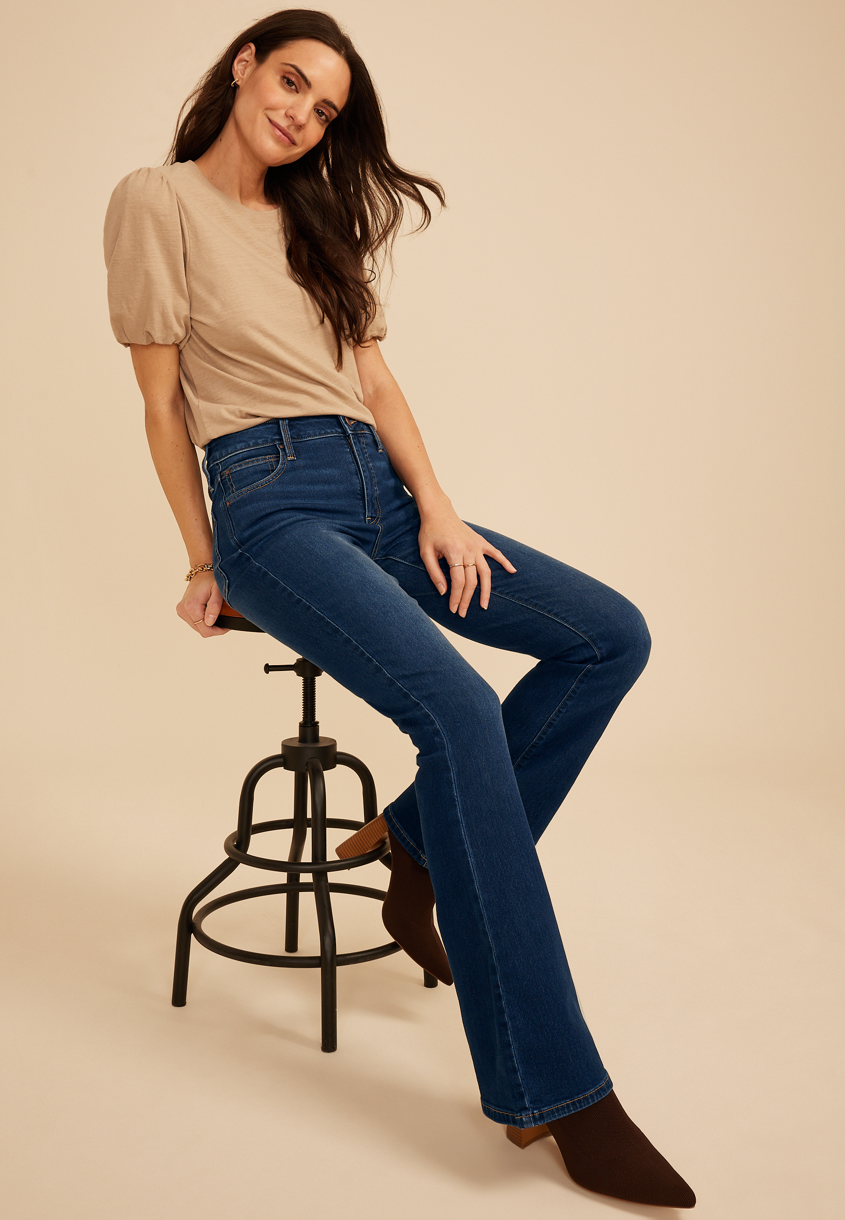 Everflex&trade; Dark High Rise Flare Jean, C258, large