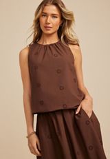 Eyelet Bubble Hem Tank Top, C6058, small