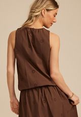 Eyelet Bubble Hem Tank Top, C6058, small