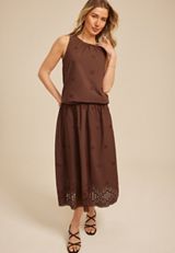 Eyelet Bubble Hem Tank Top, C6058, small
