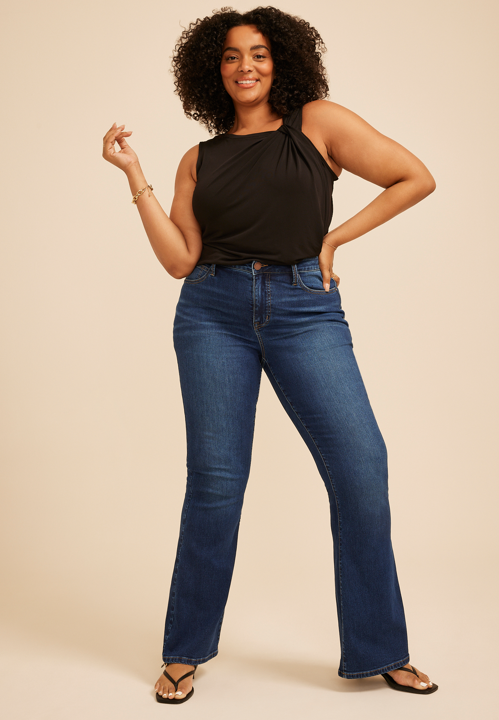 Plus Size Everflex&trade; Dark High Rise Flare Jean, C258, large
