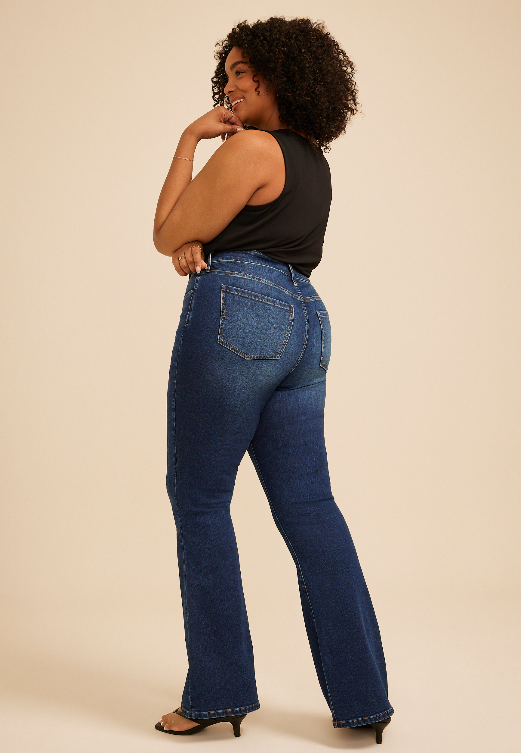 Plus Size Everflex&trade; Dark High Rise Flare Jean, C258, large