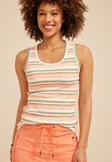 24/7 Striped Ribbed Scoop Neck Tank Top, C1524, small