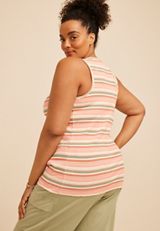 Plus Size 24/7 Striped Ribbed Scoop Neck Tank Top, C1524, small