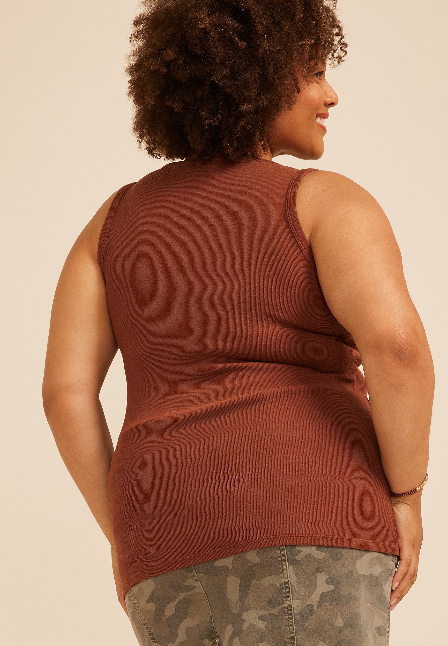 Plus 24/7 Ribbed Scoop Neck Tank Top