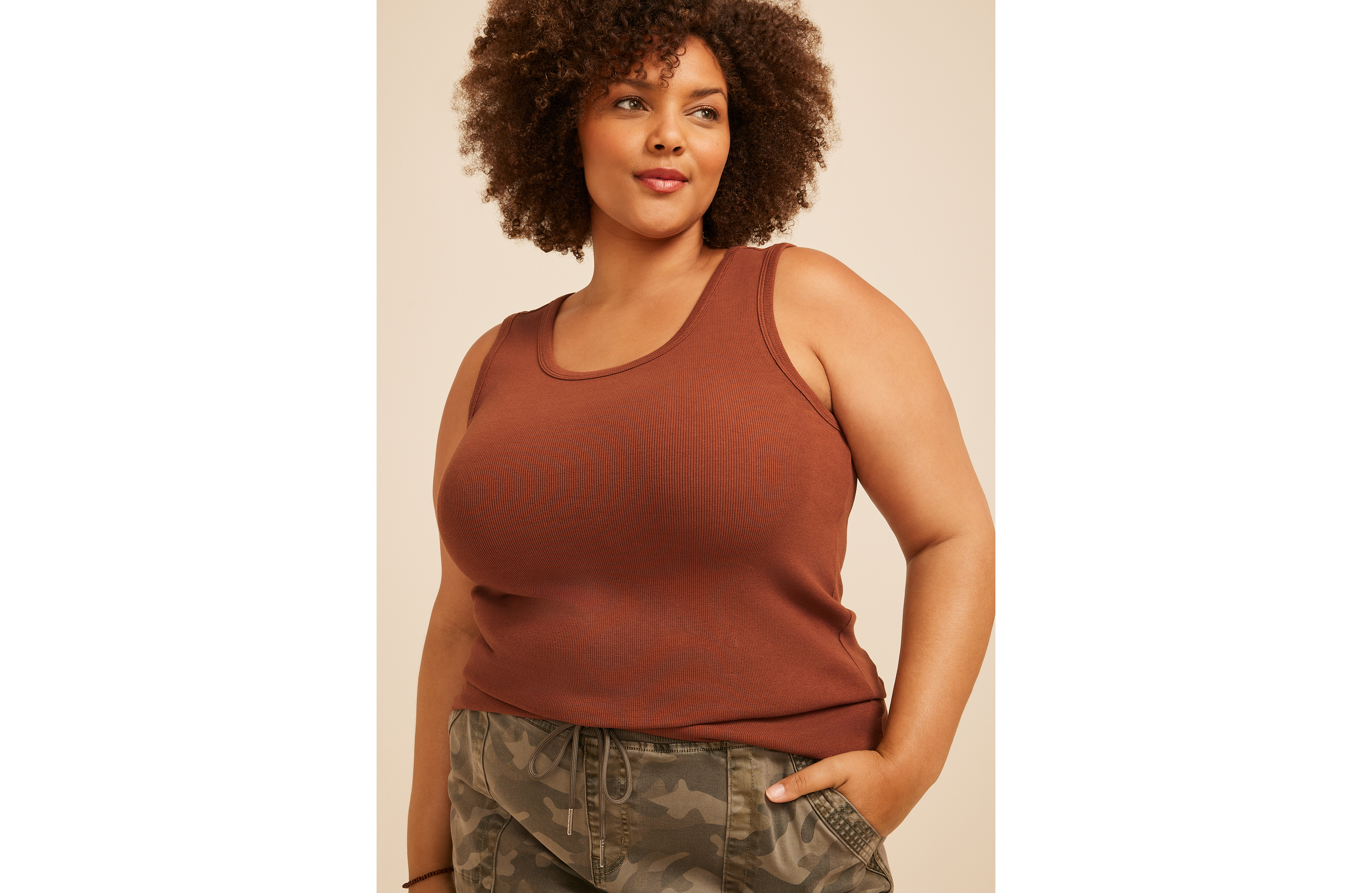 Plus 24/7 Ribbed Scoop Neck Tank Top