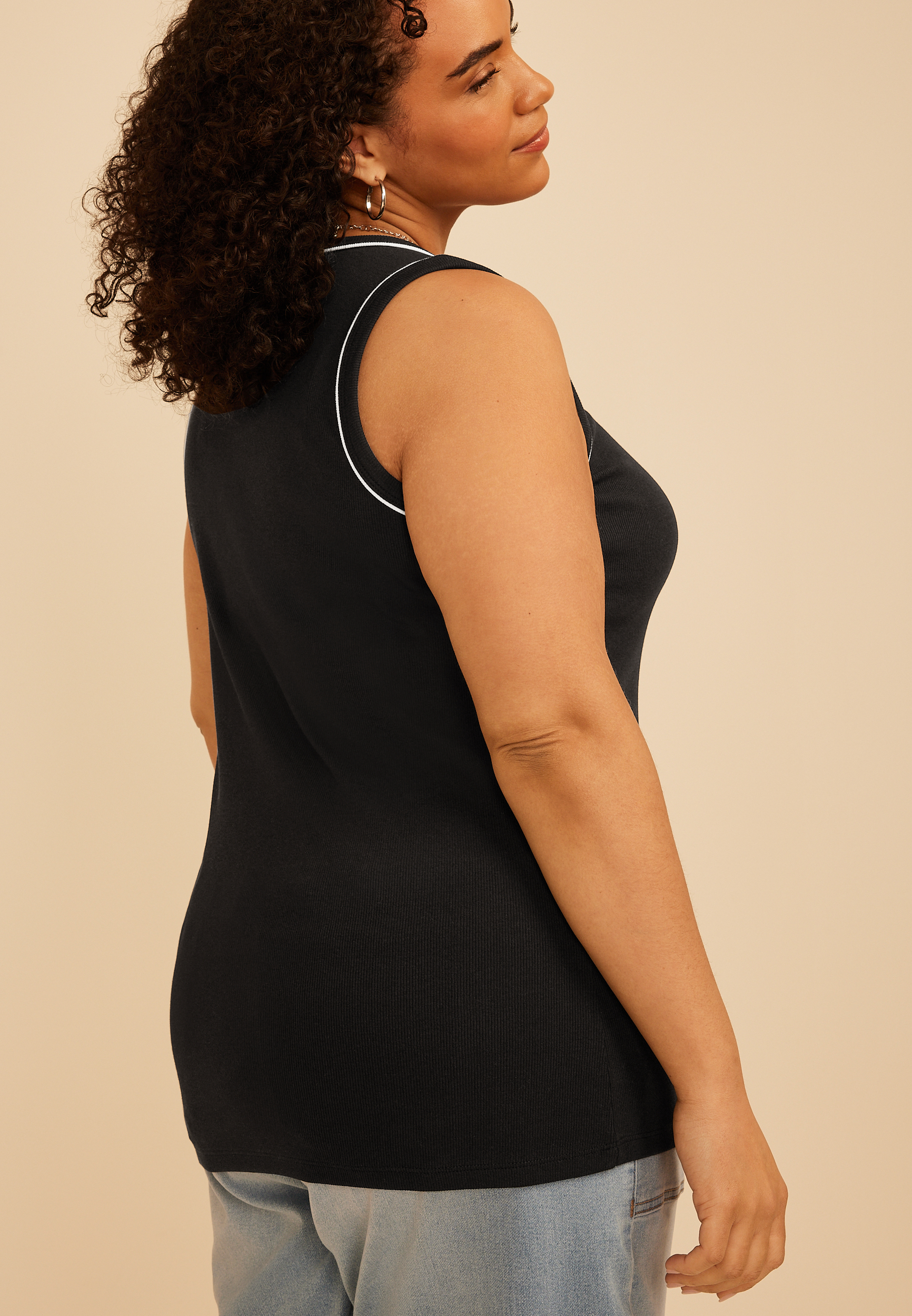 Plus Size 24/7 Ribbed Scoop Neck Tank Top, C106, large