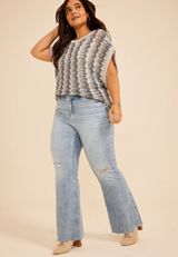 Plus Size Flying Monkey&trade; Mid Rise Raw Hem Flare Jeans, C2806, small