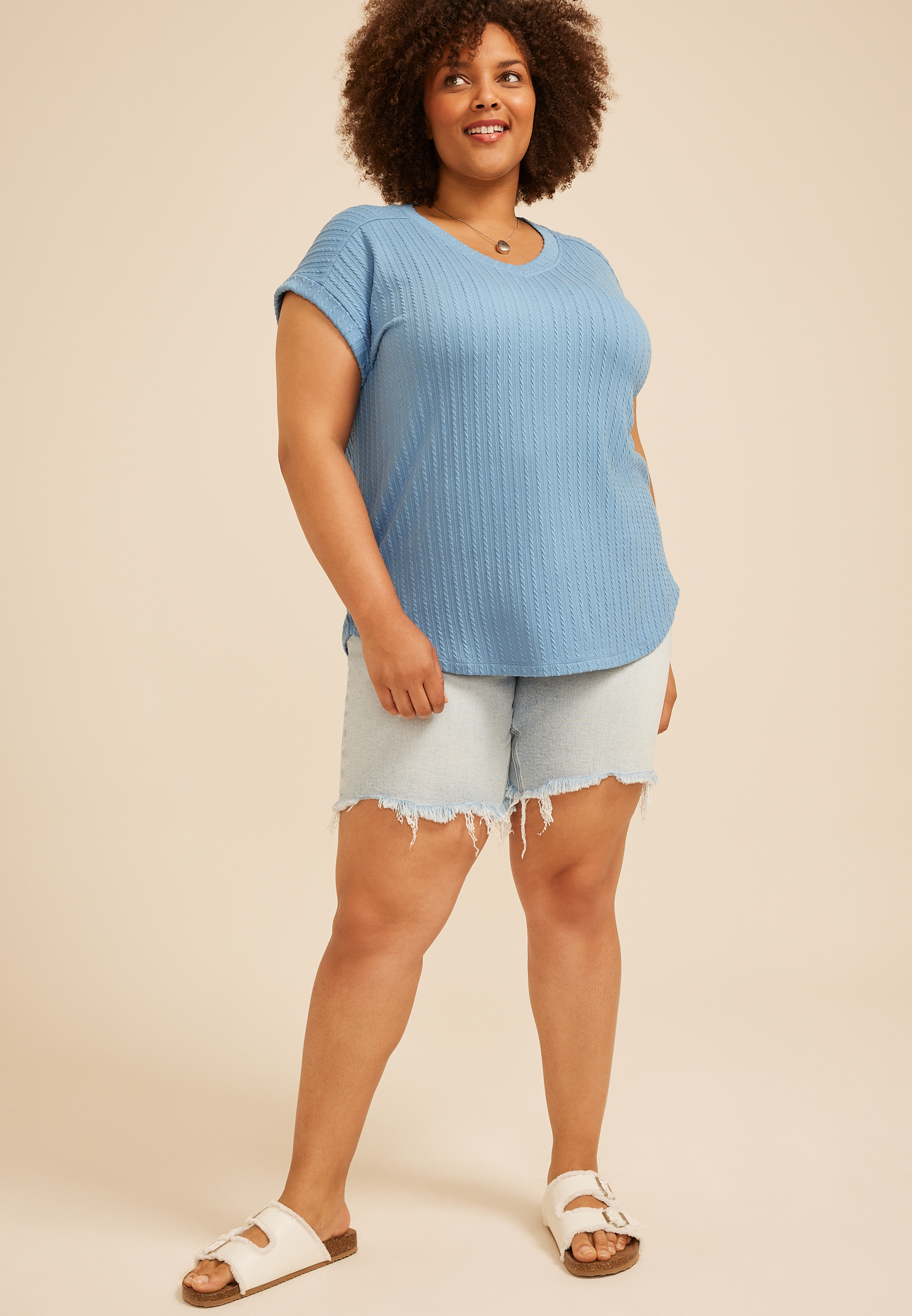 Plus Size 24/7 Berkley Texture Sleeve Tee