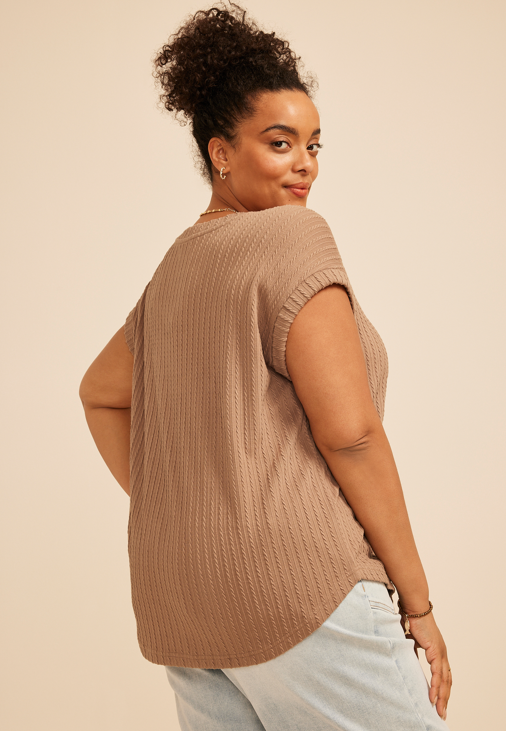 Plus Size 24/7 Berkley Texture Short Sleeve Tee, C8764, large