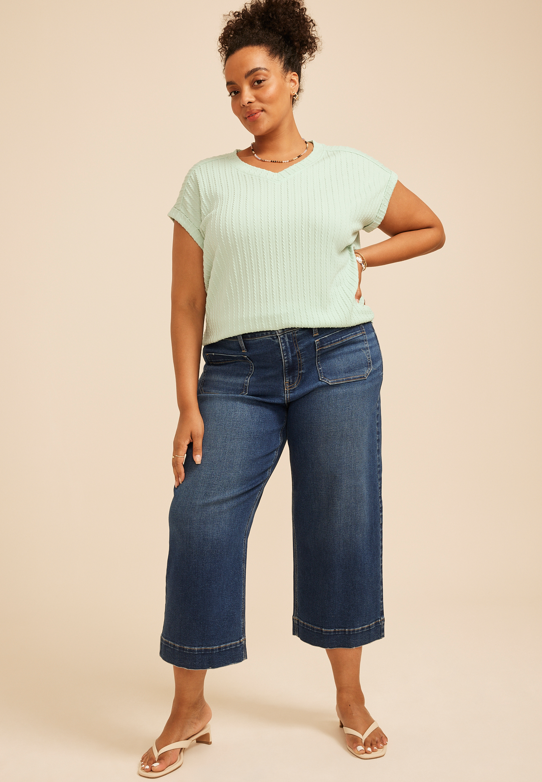Plus Size 24/7 Berkley Texture Sleeve Tee