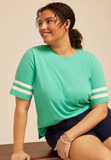 Plus Size Varsity Sleeve Tee, C1927, small