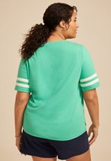 Plus Size Varsity Sleeve Tee, C1927, small