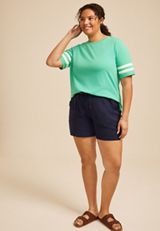 Plus Size Varsity Sleeve Tee, C1927, small