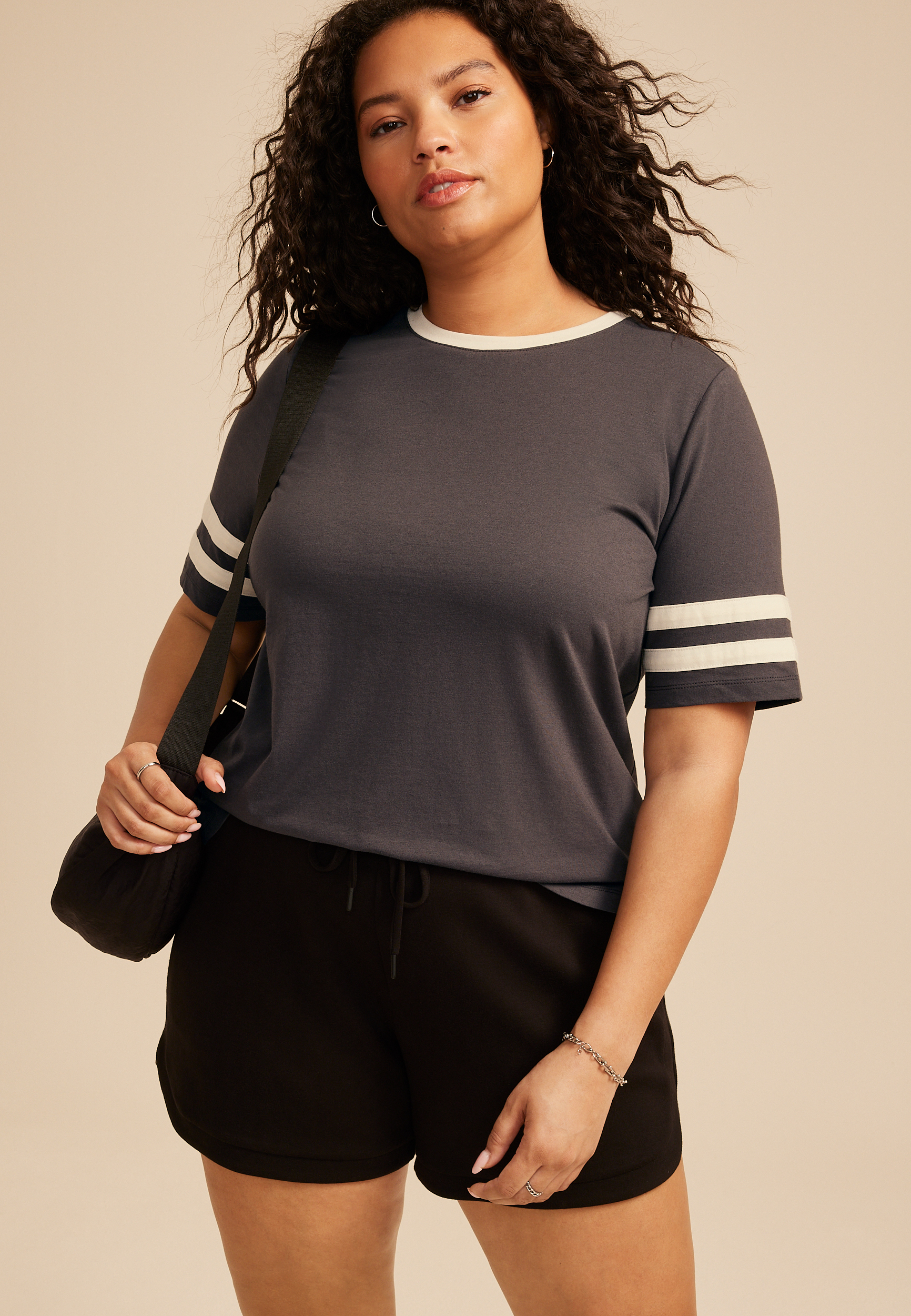 Plus Size Varsity Sleeve Tee