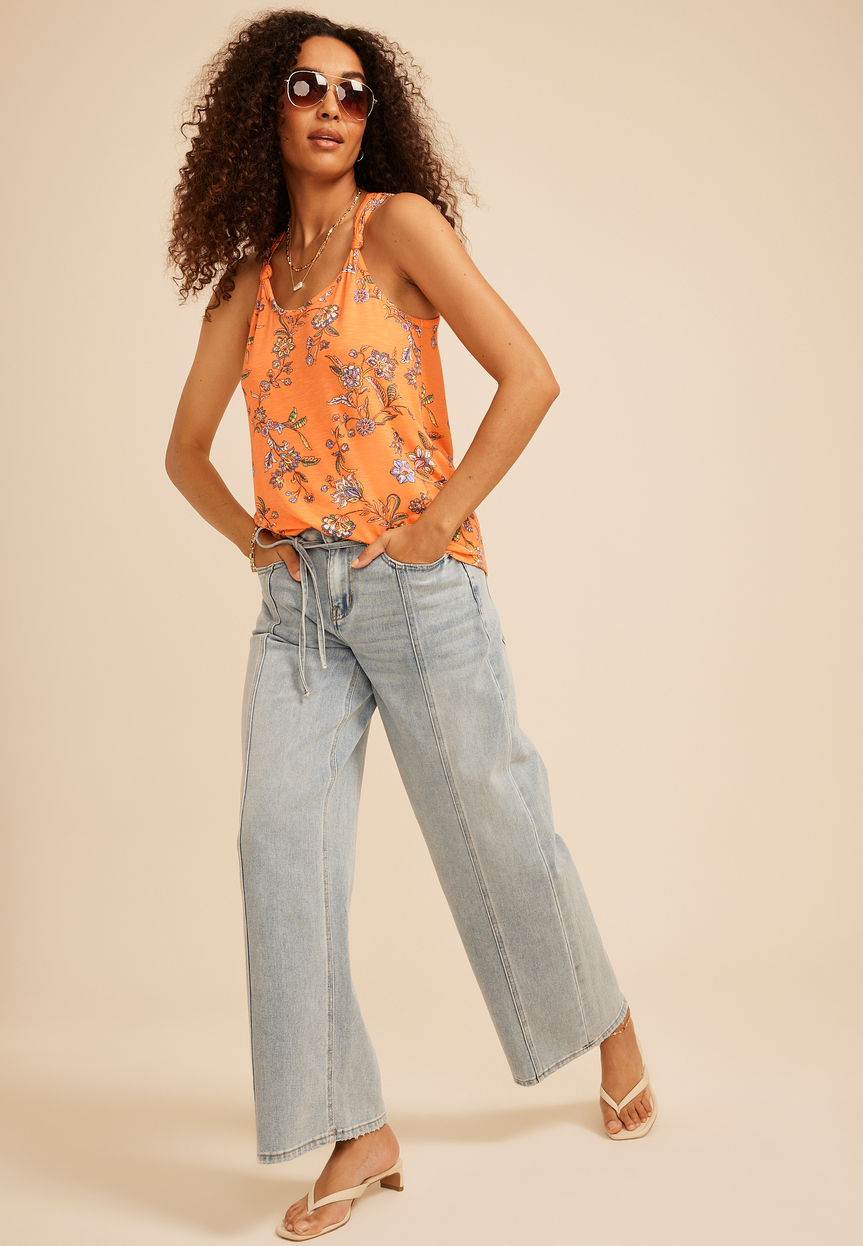 Floral Knot Strap Tank Top | maurices