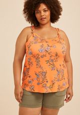 Plus Size Floral Knot Strap Tank Top, C3373, small
